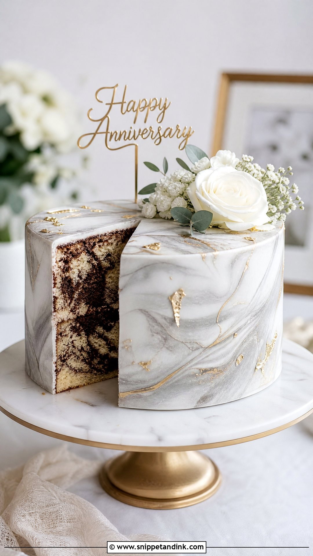 Marble Anniversary Cake - Snippet and Ink - 20 Simple Wedding Anniversary Cake Ideas