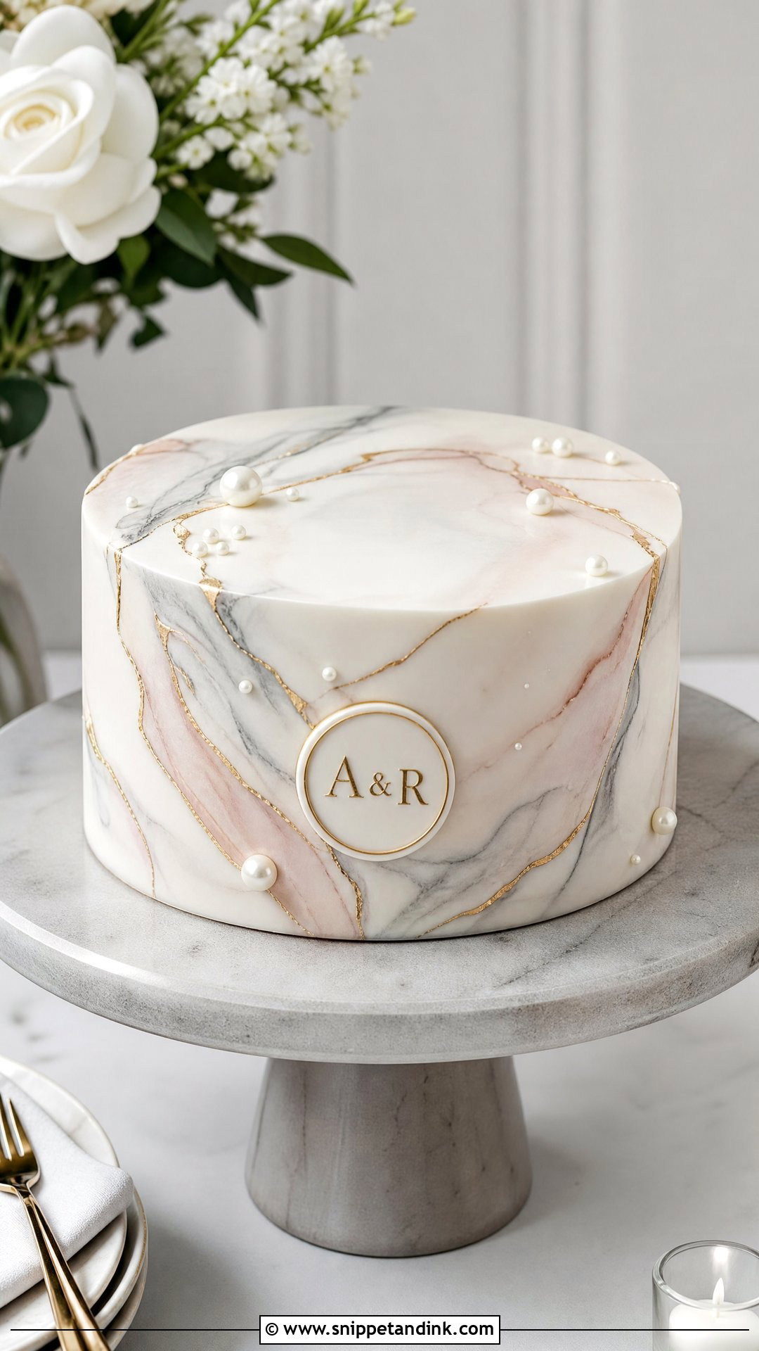Marble Anniversary Cake - Snippet and Ink - 25 Couple 1st Anniversary Cake Ideas