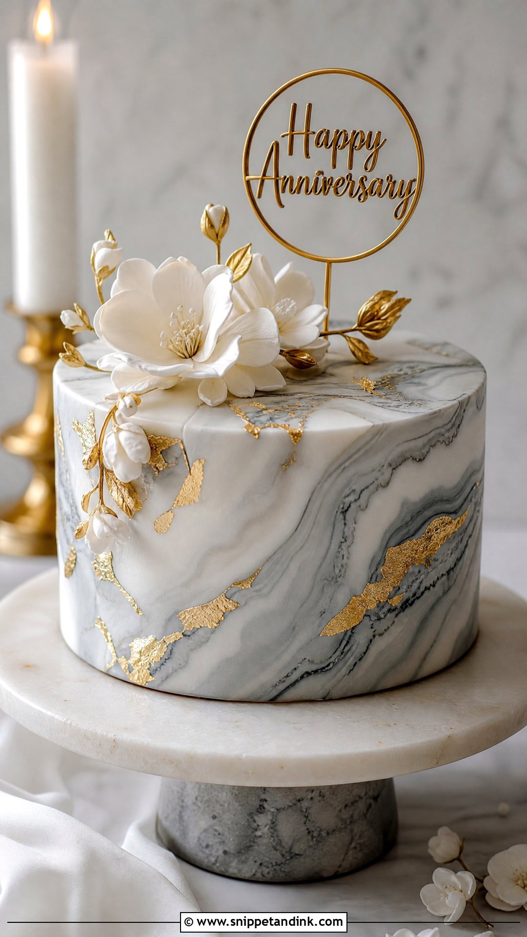 Marble Anniversary Cake - Snippet and Ink - 25 Happy Wedding Anniversary Cake Ideas