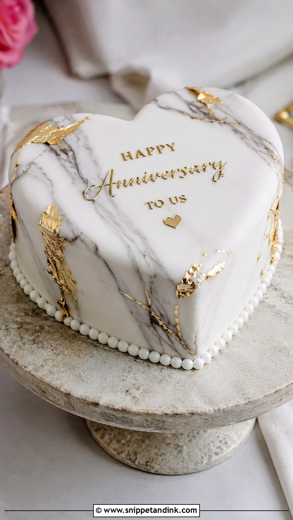 Marble Anniversary Heart Cake - Snippet and Ink - 20 Anniversary Heart Cake Ideas