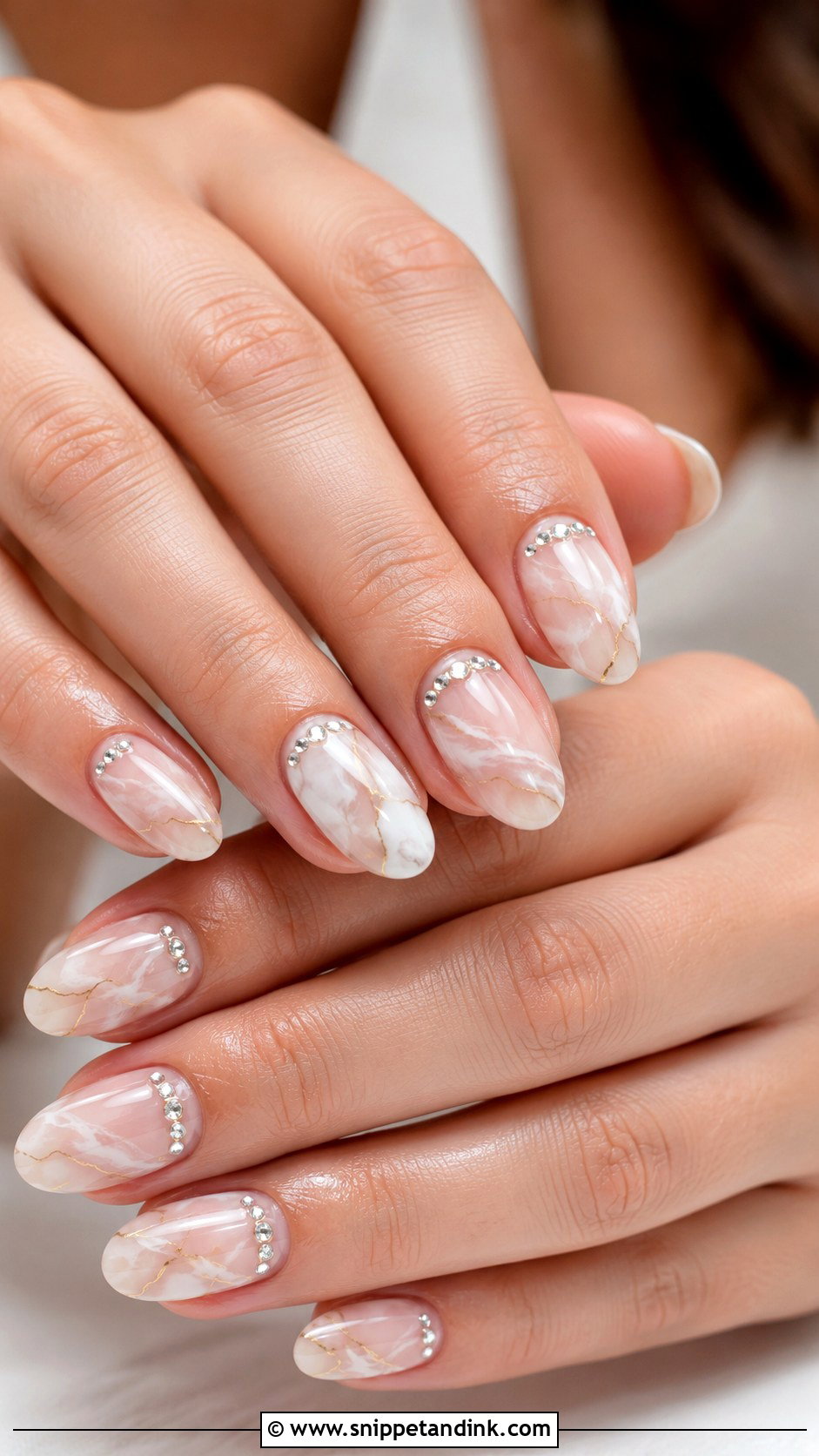 Marble Bling Wedding Nails - Snippet and Ink - 20 Bling Wedding Nails