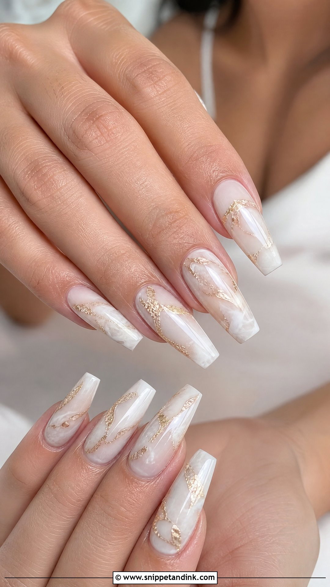 Marble Bridal Nails - Snippet and Ink - 25 Wedding Nail Art for Bride Ideas