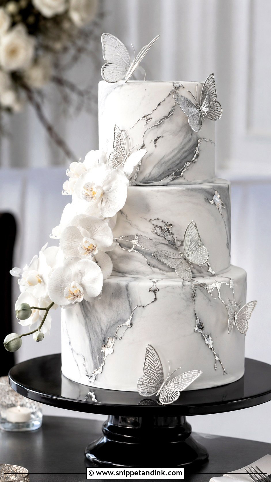 Marble Butterfly Wedding Cake - Snippet and Ink - 20 Cake Ideas with Butterfly for Wedding