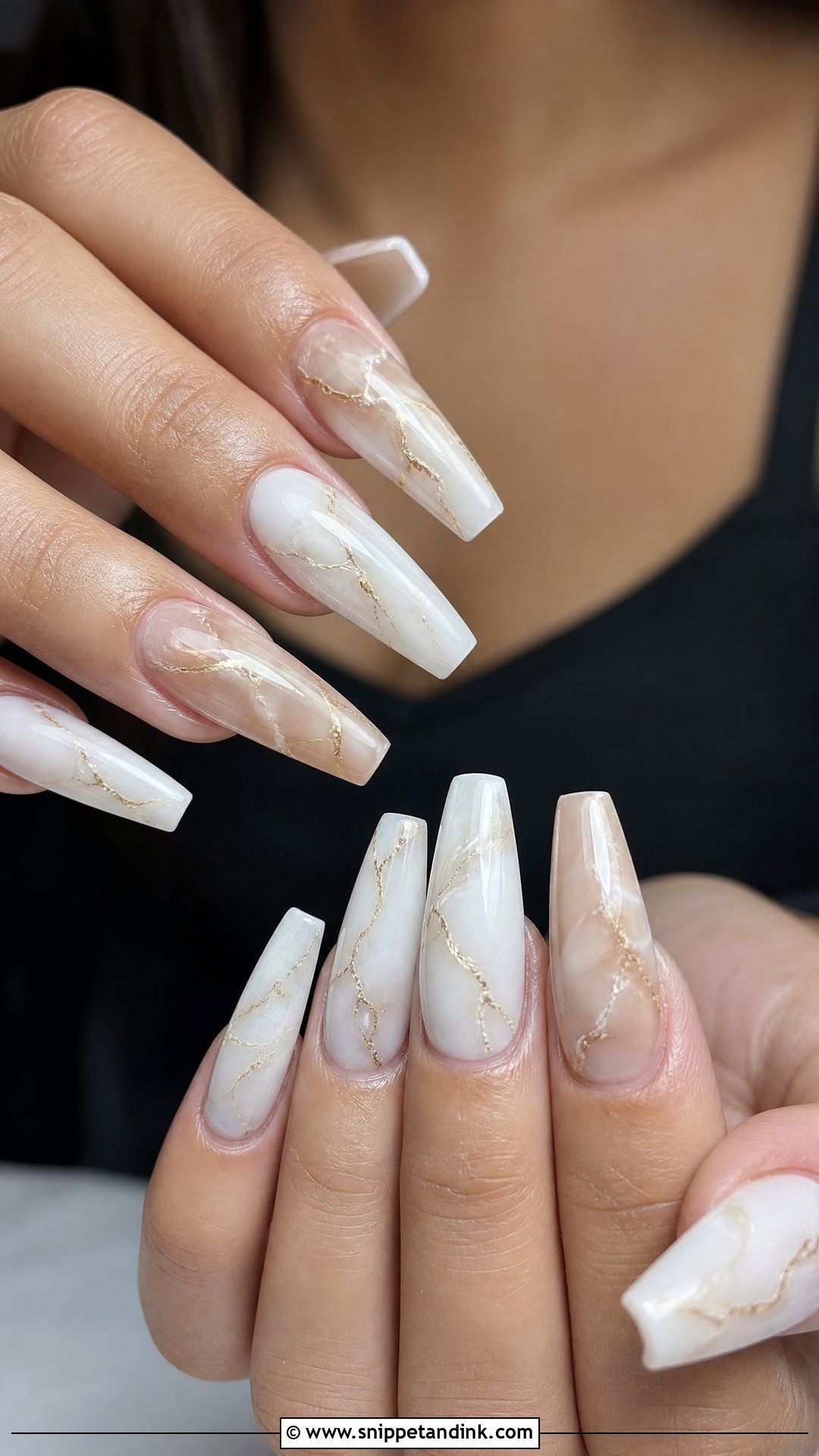 Marble Coffin Engagement Nails - Snippet and Ink - 20 Coffin Engagement Nails