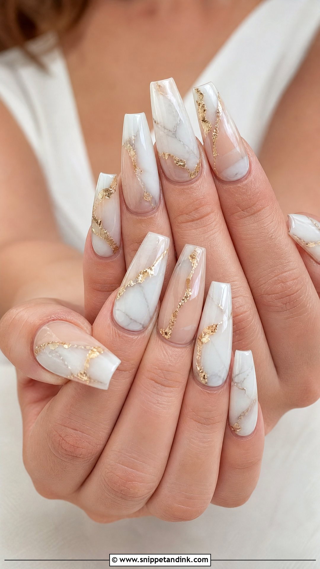 Marble Coffin Wedding Nails - Snippet and Ink - 25 Coffin Wedding Nails
