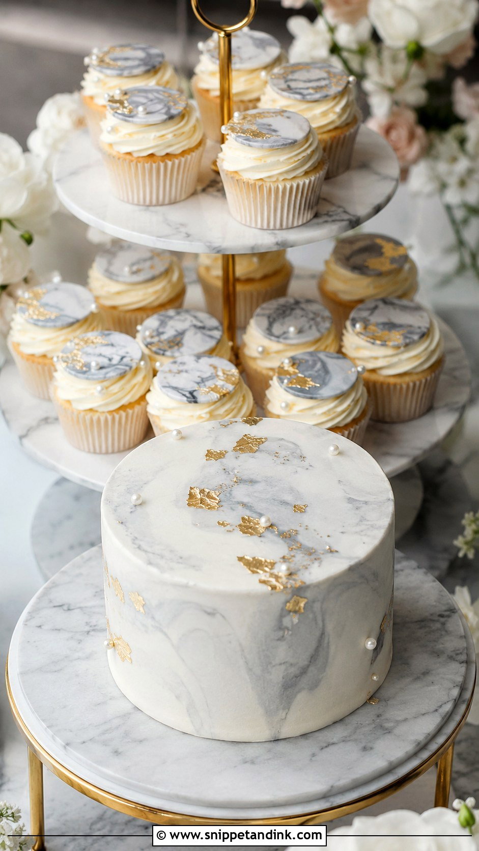 Marble Cupcake Wedding Cake Display - Snippet and Ink - 25 Elegant Cupcake Wedding Cake Ideas