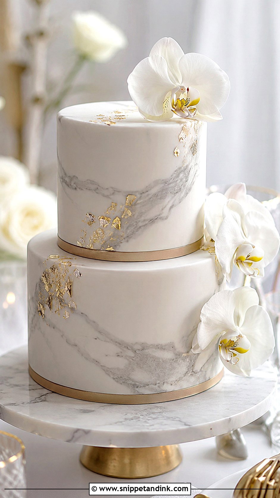 Marble Double Decker Wedding Cake - Snippet and Ink - 20 Double Decker Cake Design Ideas for Wedding