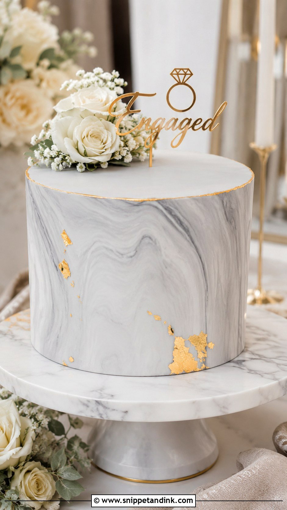 Marble Engagement Cake - Snippet and Ink - 20 Engagement Cake Images
