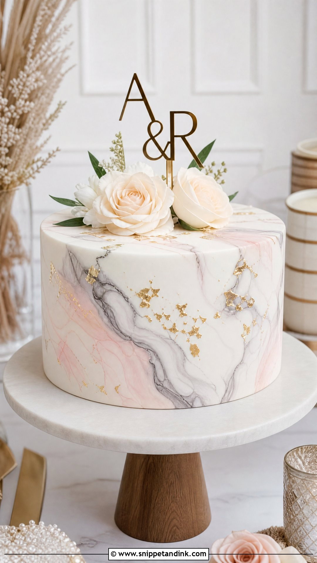 Marble Engagement Cake - Snippet and Ink - 20 Simple Engagement Cake Designs
