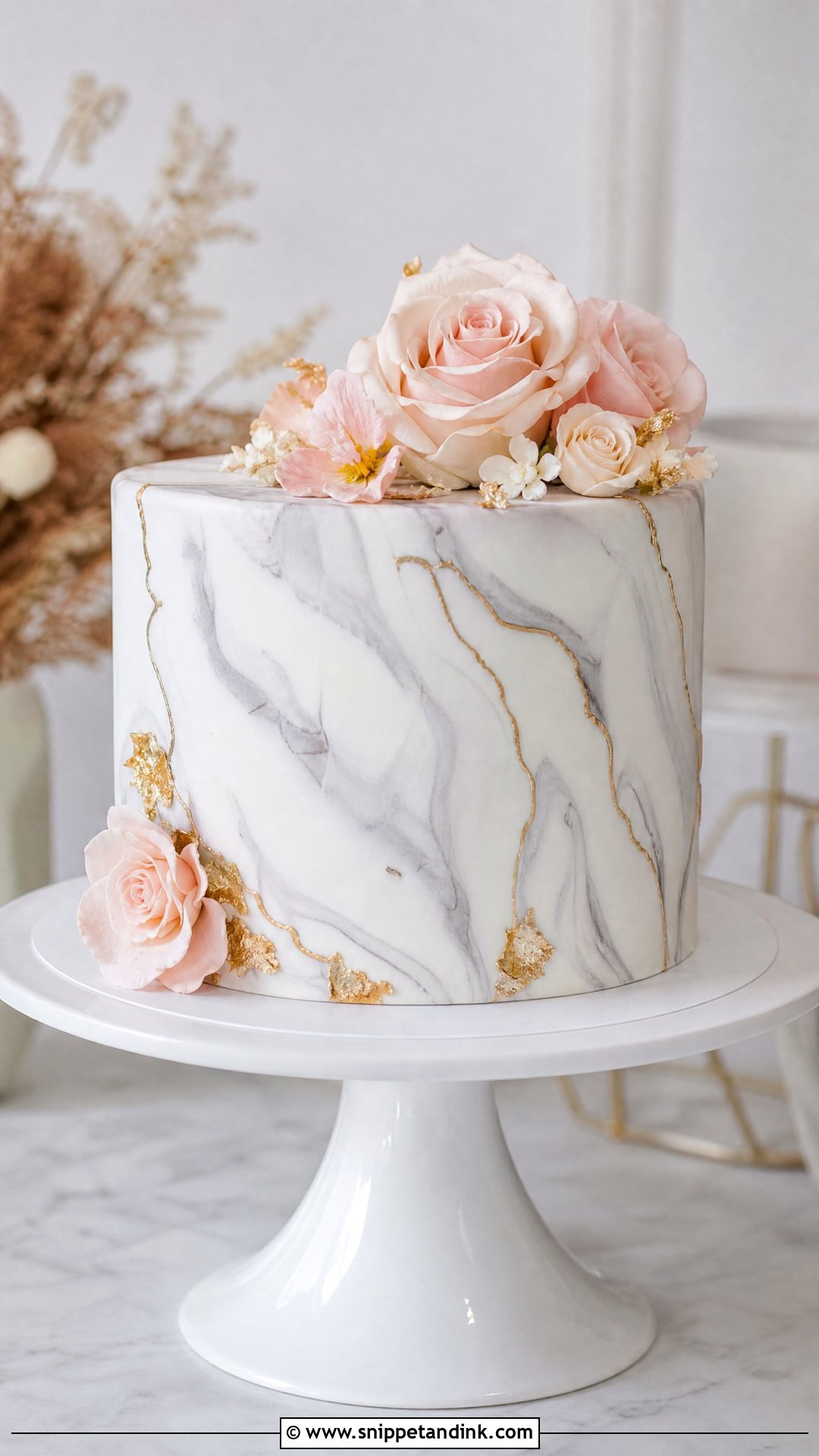 Marble Engagement Cake - Snippet and Ink - 25 Unique Engagement Cake Designs