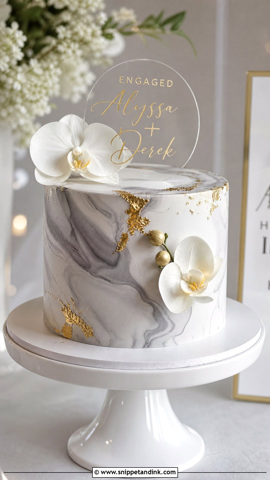 Marble Engagement Cake - Snippet and Ink - 30 Engagement Cakes