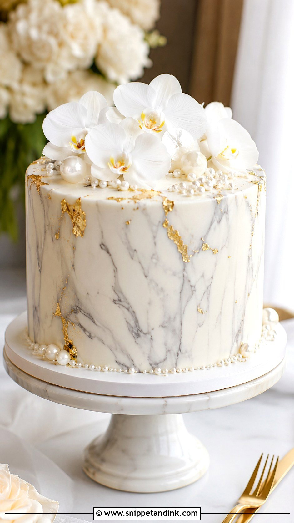 Marble Engagement Cake - Snippet and Ink - 20 Classy Engagement Cake Designs
