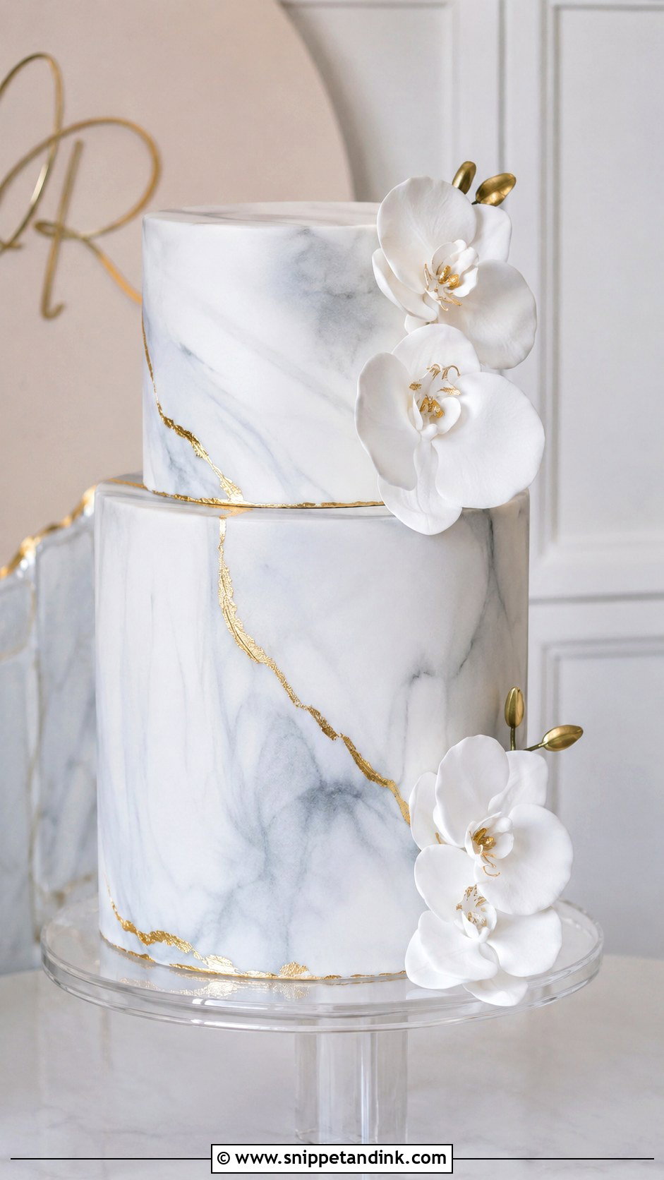 Marble Fondant Wedding Cake - Snippet and Ink - 20 Fondant Cake Tutorial Ideas for Wedding