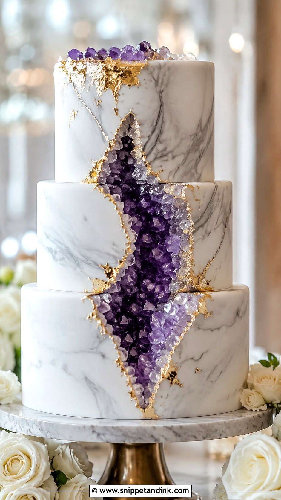 Marble Geode Wedding Cake - Snippet and Ink - 30 Geode Wedding Cakes