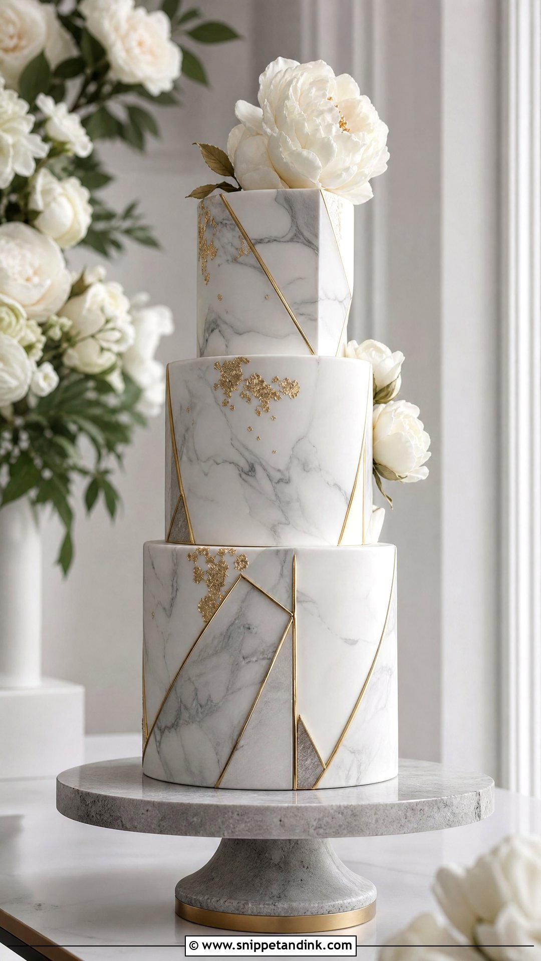 Marble Geometric Wedding Cake - Snippet and Ink - 25 Geometric Cake Ideas for Wedding