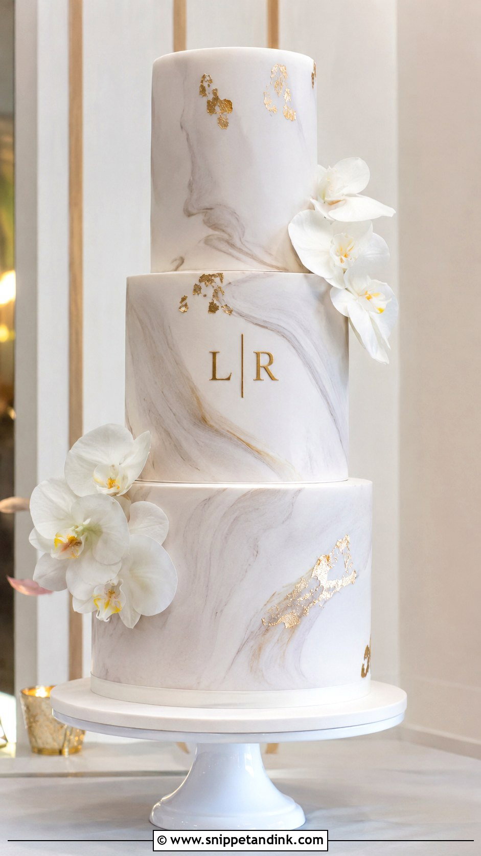 Marble Initials Wedding Cake - Snippet and Ink - 25 Initials on Wedding Cake Ideas
