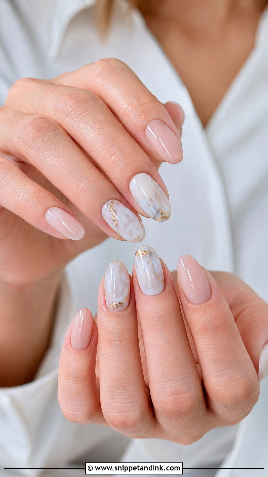Marble Oval Bridal Nails - Snippet and Ink - 20 Oval Bridal Nails