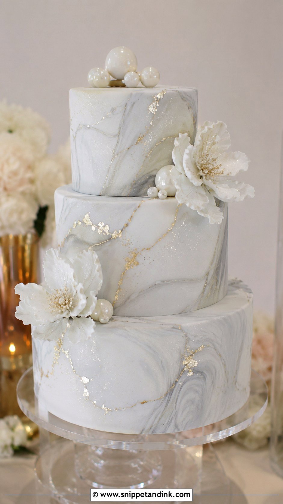 Marble Sparkle Wedding Cake - Snippet and Ink - 30 Sparkle Wedding Cake Ideas