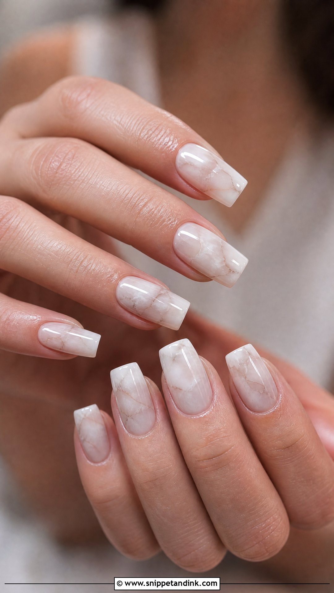 Marble Square Bridal Nails - Snippet and Ink - 25 Square Bridal Nails
