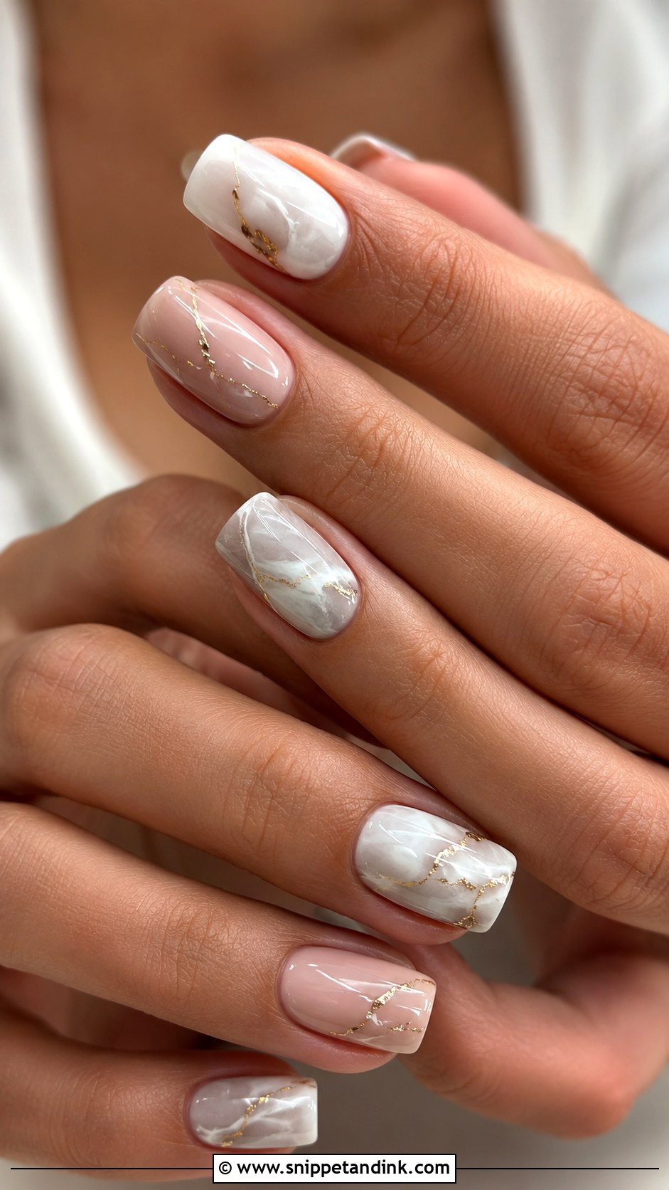 Marble Squoval Wedding Nails - Snippet and Ink - 20 Squoval Wedding Nails