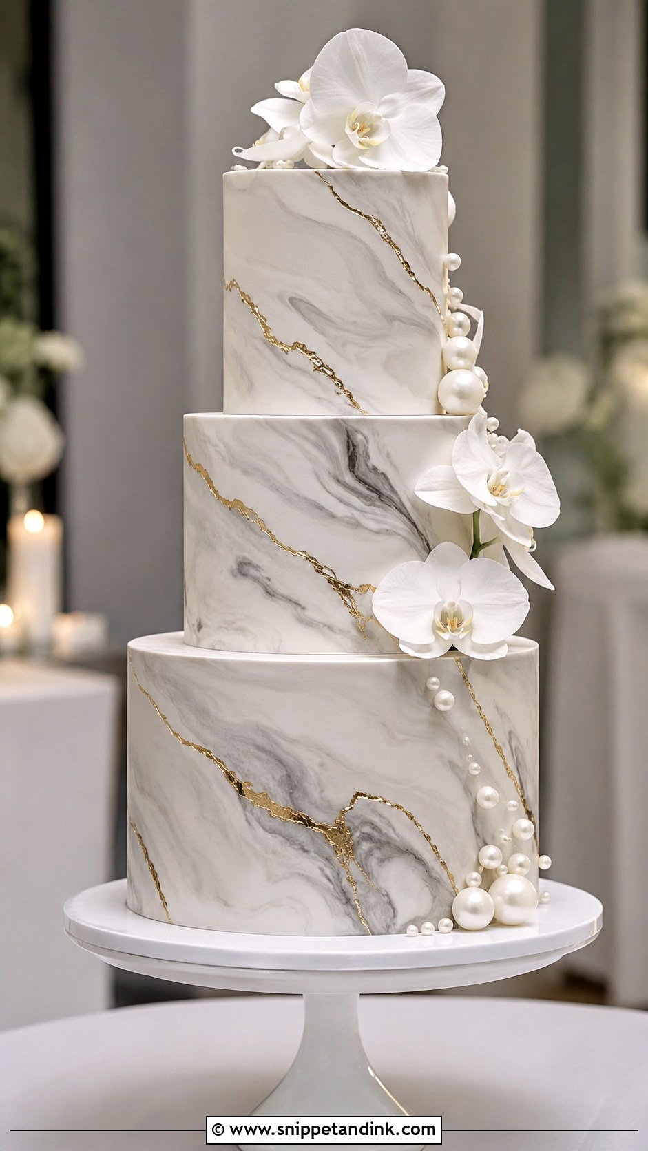 Marble Tiered Wedding Cake - Snippet and Ink - 30 Tiered Wedding Cake Ideas