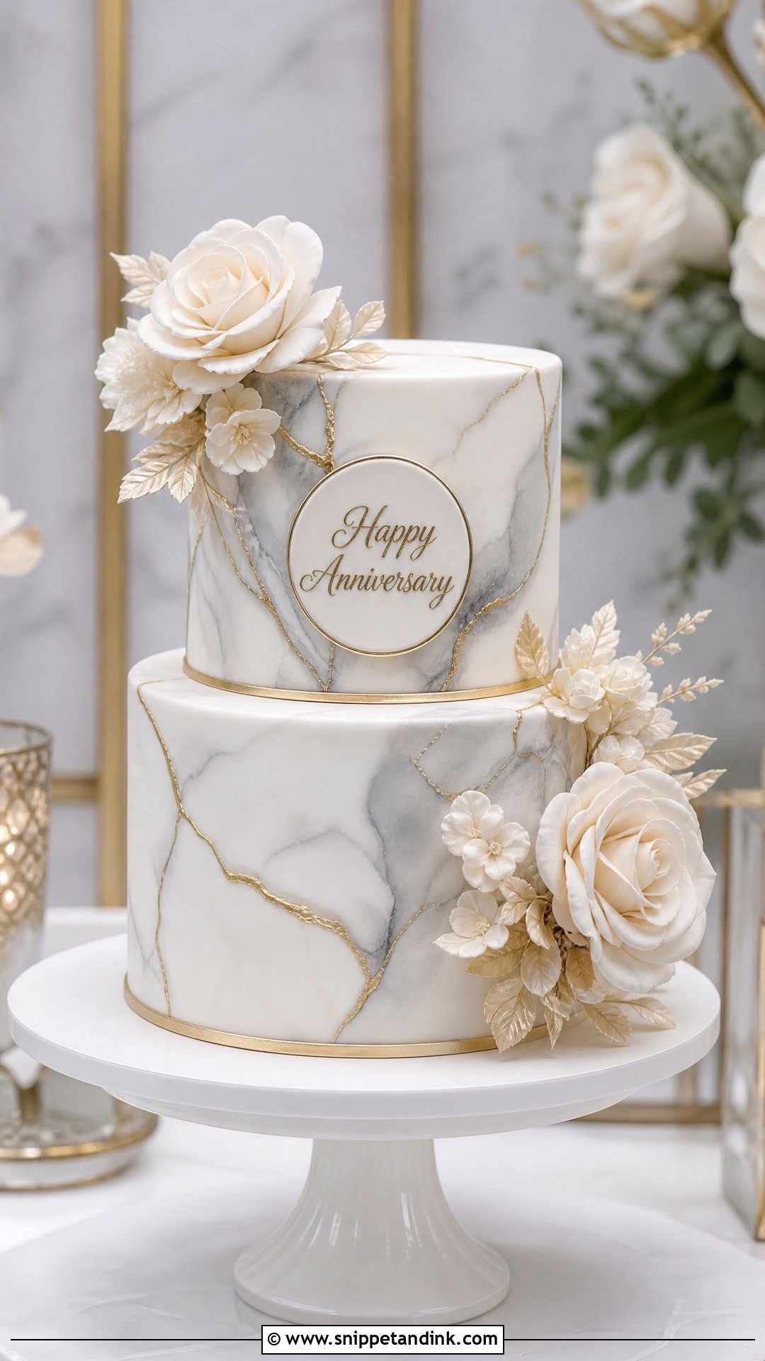 Marble Wedding Anniversary Cake - Snippet and Ink - 30 Wedding Anniversary Cake Design Ideas