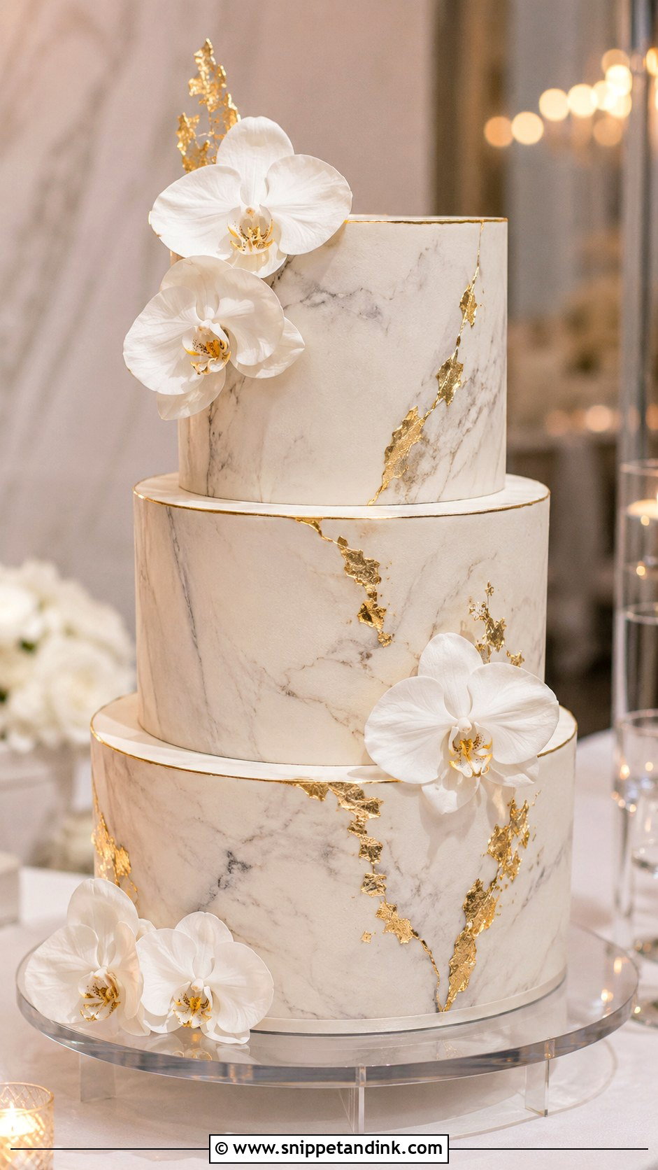 Marble Wedding Cake - Snippet and Ink - 20 Display Cake Ideas for Wedding