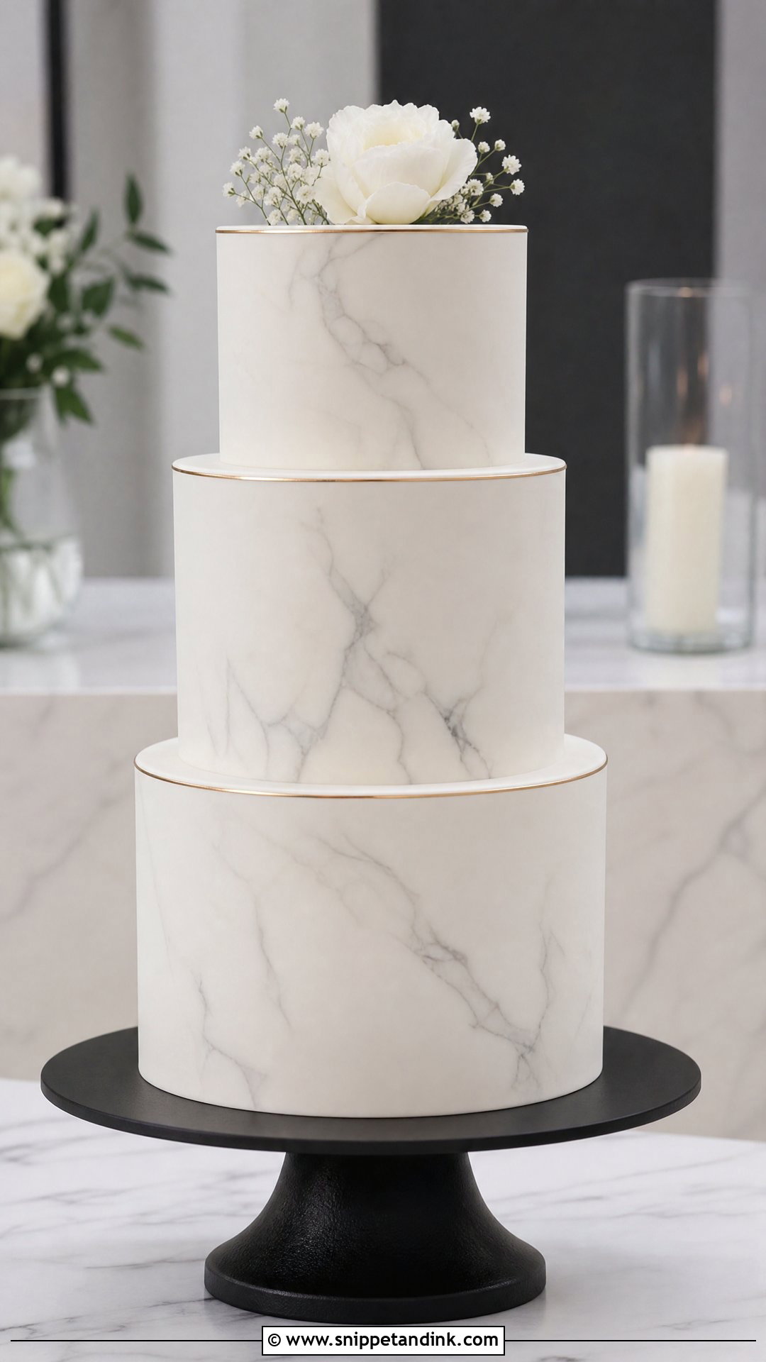 Marble Wedding Cake - Snippet and Ink - 20 Minimal Wedding Cake Ideas