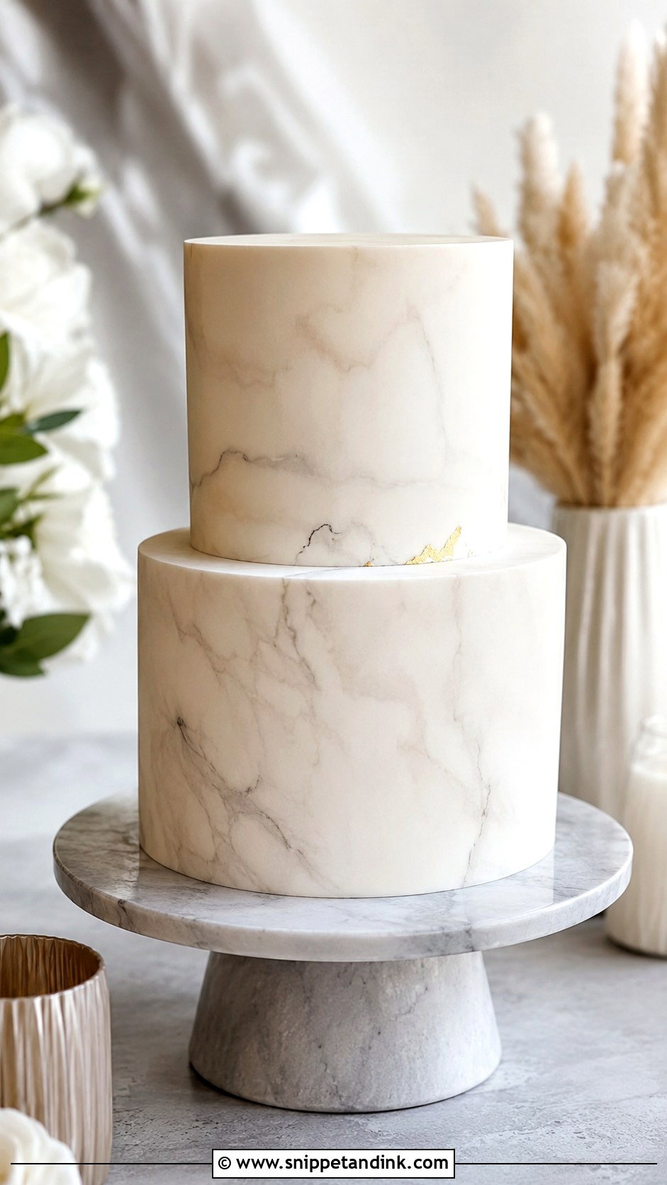 Marble Wedding Cake - Snippet and Ink - 20 Minimalist Wedding Cake Designs