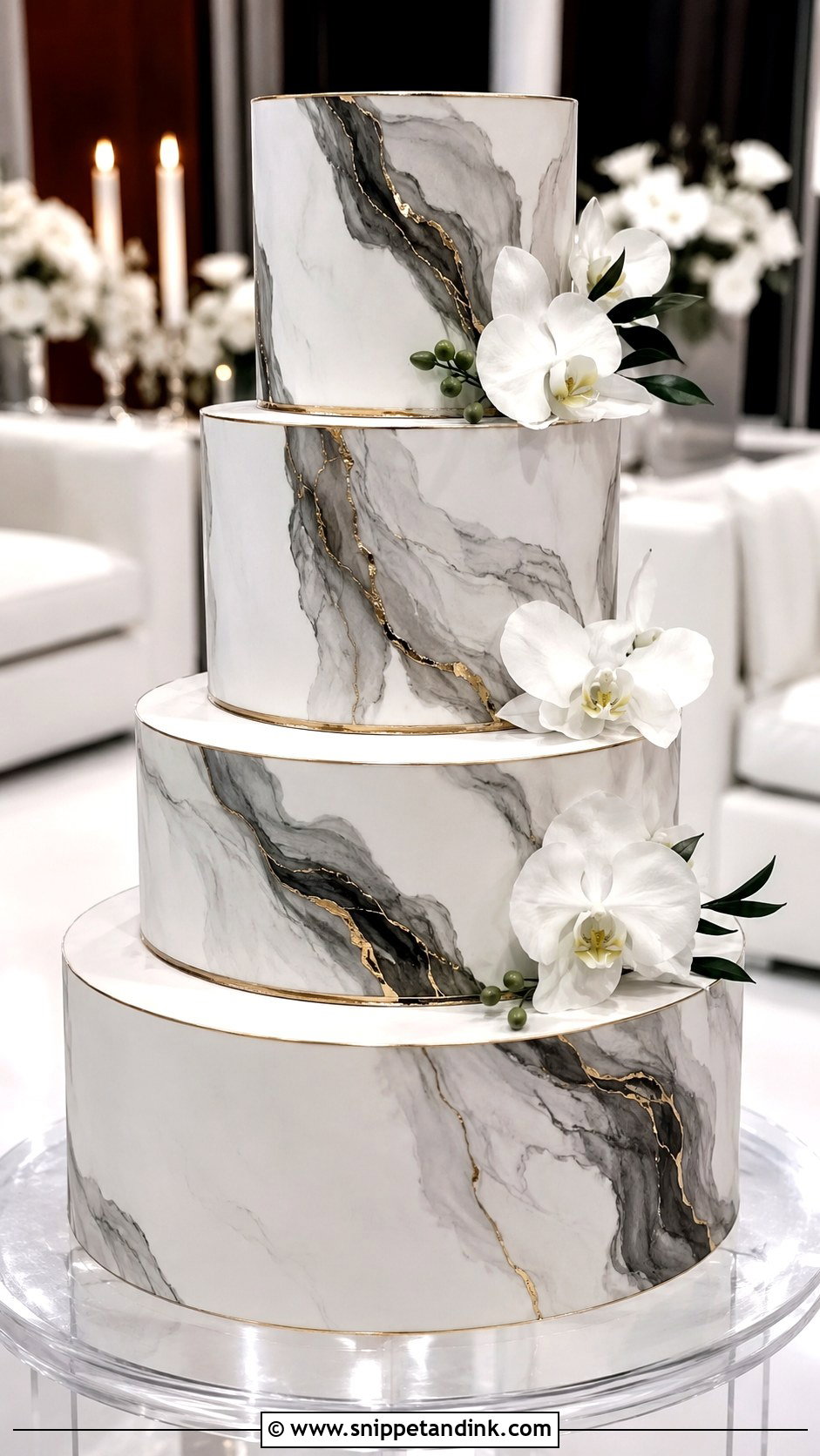 Marble Wedding Cake - Snippet and Ink - 20 Dramatic Wedding Cake Ideas
