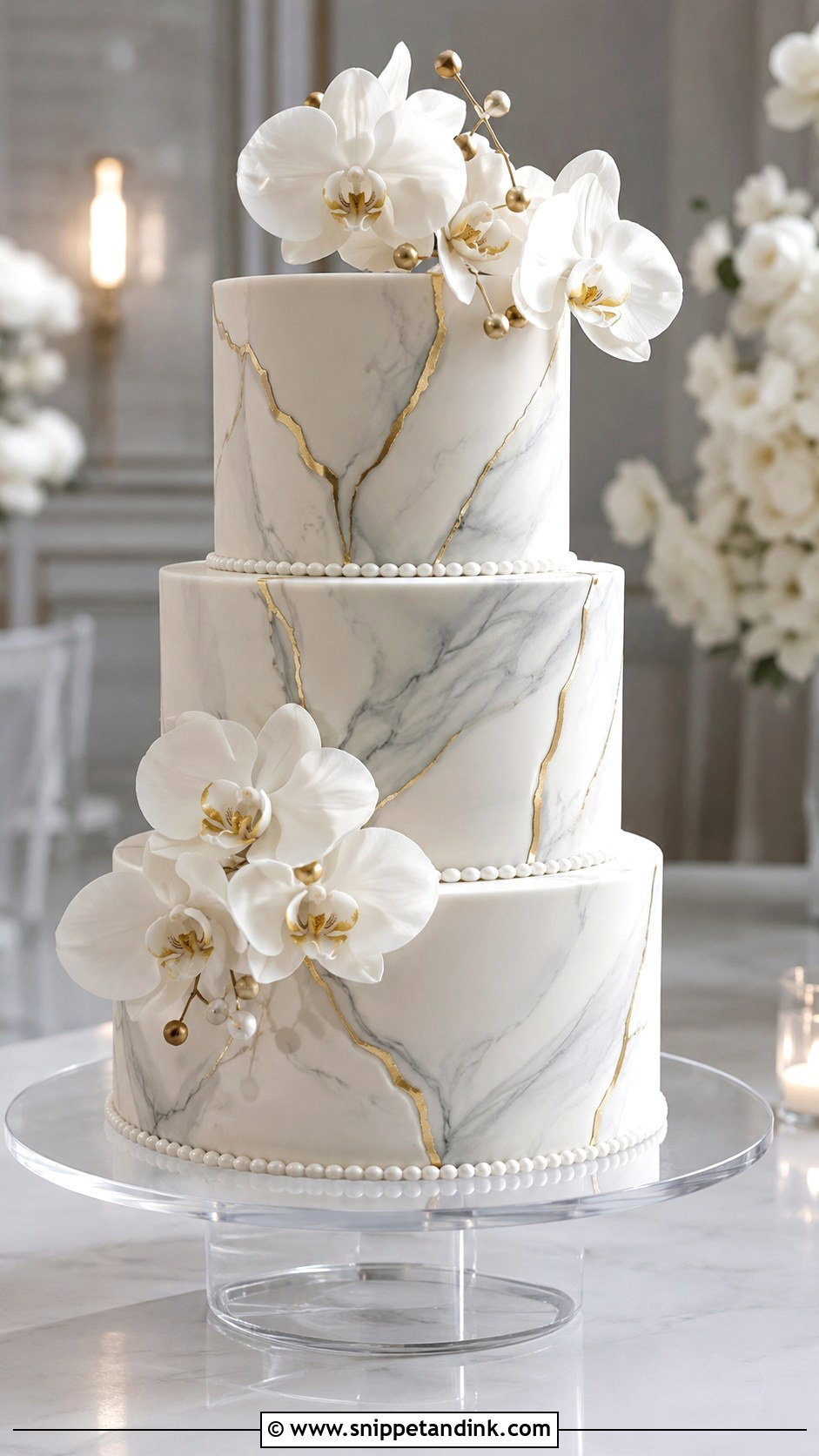 Marble Wedding Cake - Snippet and Ink - 20 Wedding Cake Decoration Ideas