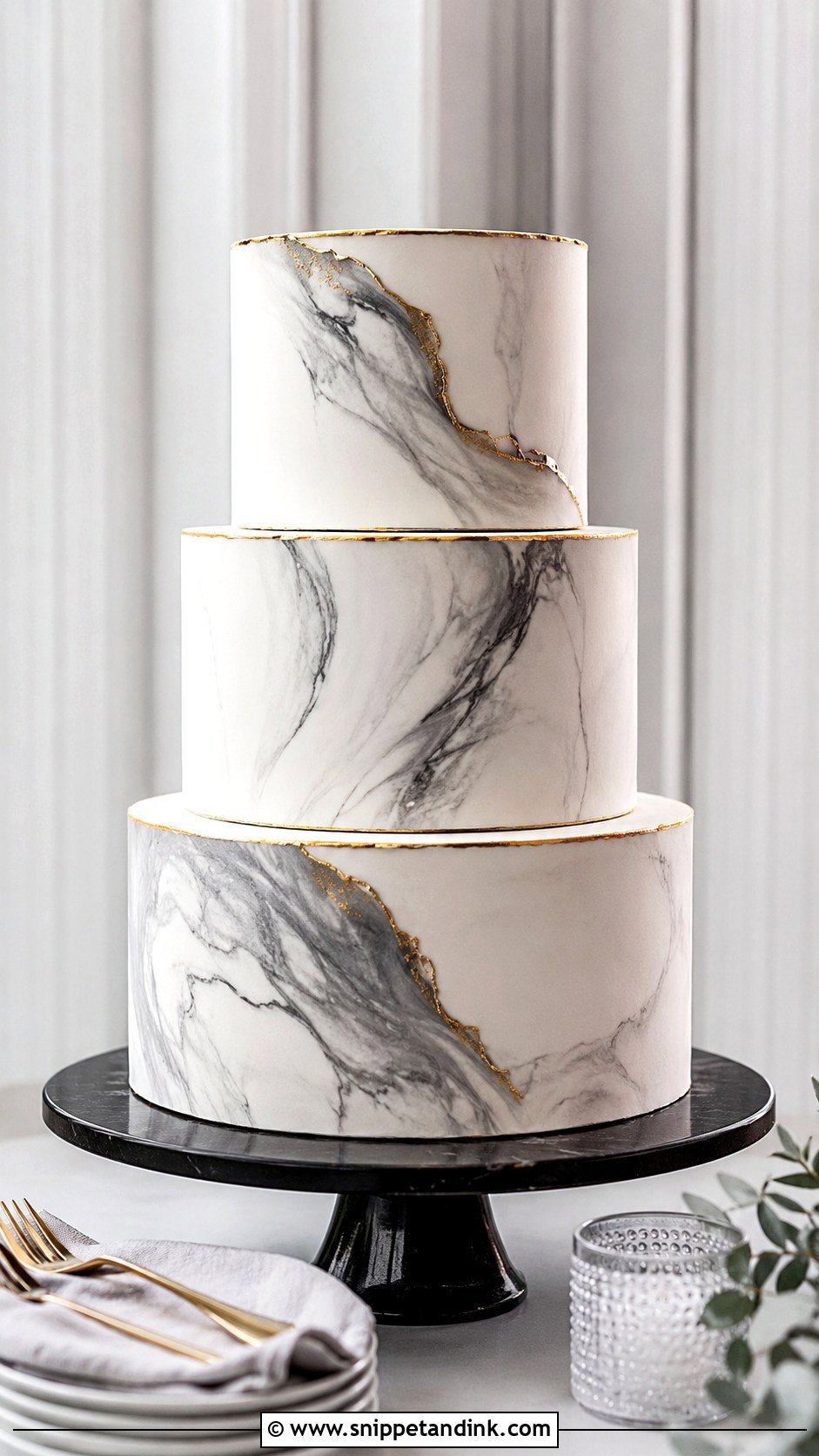 Marble Wedding Cake - Snippet and Ink - 25 Wedding Cakes No Flowers