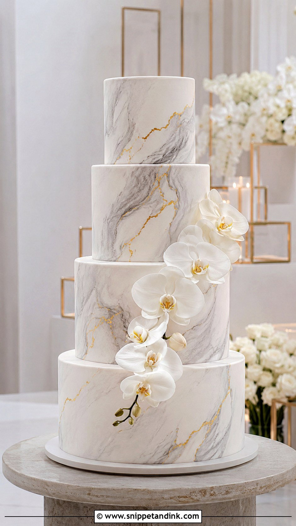 Marble Wedding Cake - Snippet and Ink - 30 Elegant Wedding Cake Ideas
