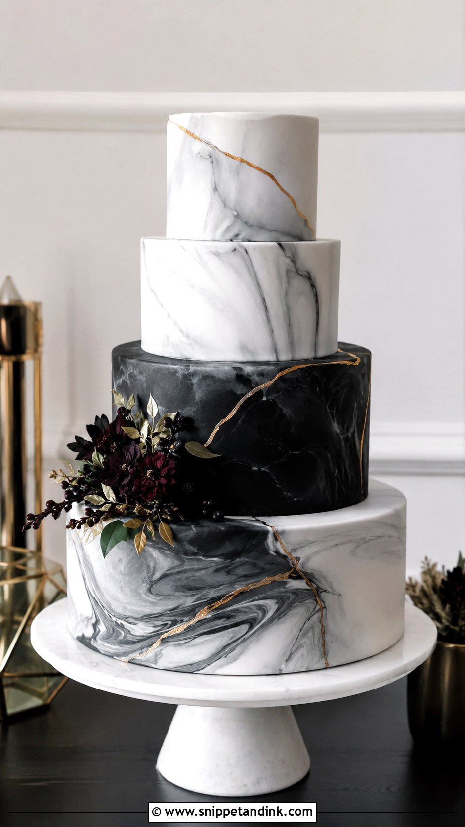 Marble Wedding Cake - Snippet and Ink - 30 Masculine Wedding Cake Ideas