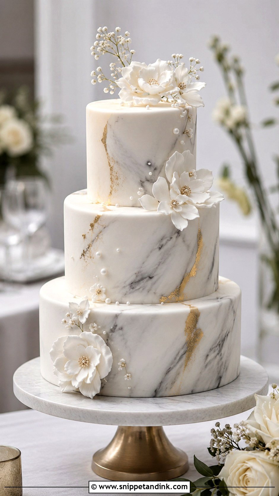 Marble Wedding Cake - Snippet and Ink - 20 Elegant Wedding Cakes