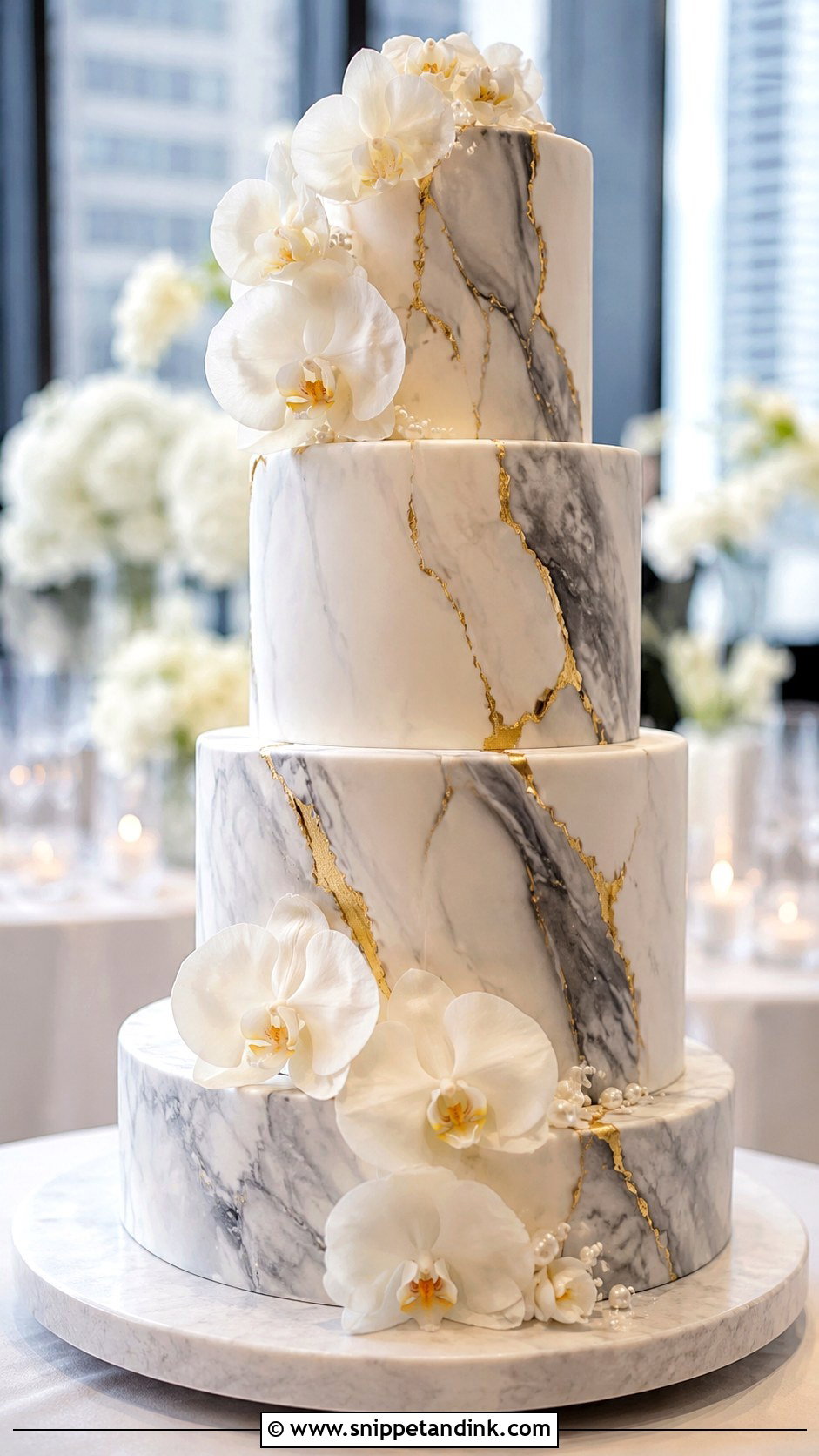 Marble Wedding Cake - Snippet and Ink - 20 Glitz and Glam Cake Ideas for Wedding