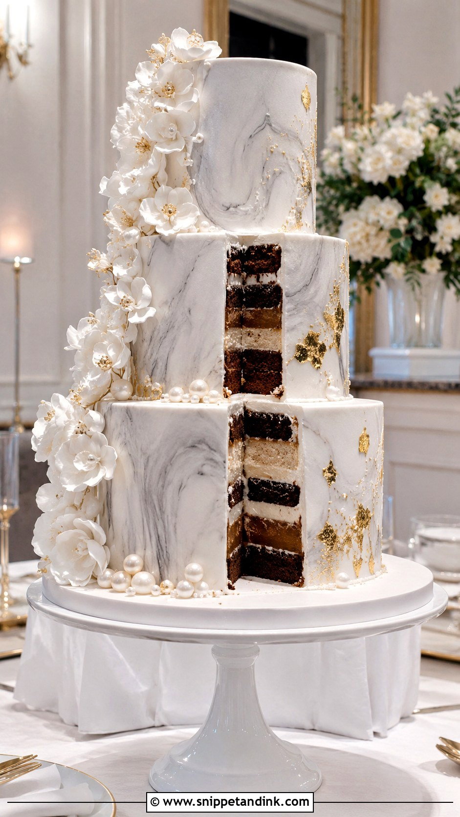 Marble Wedding Cake With Fresh Flowers - Snippet and Ink - 20 Marble Wedding Cake Recipe