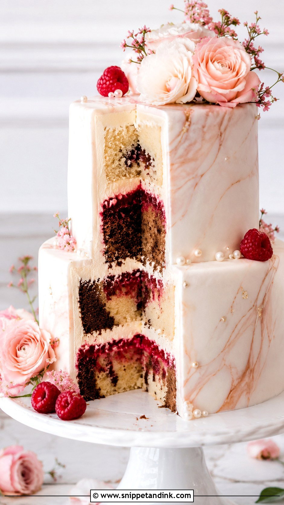 Marble Wedding Cake With Raspberry Filling - Snippet and Ink - 20 Marble Wedding Cake Recipe