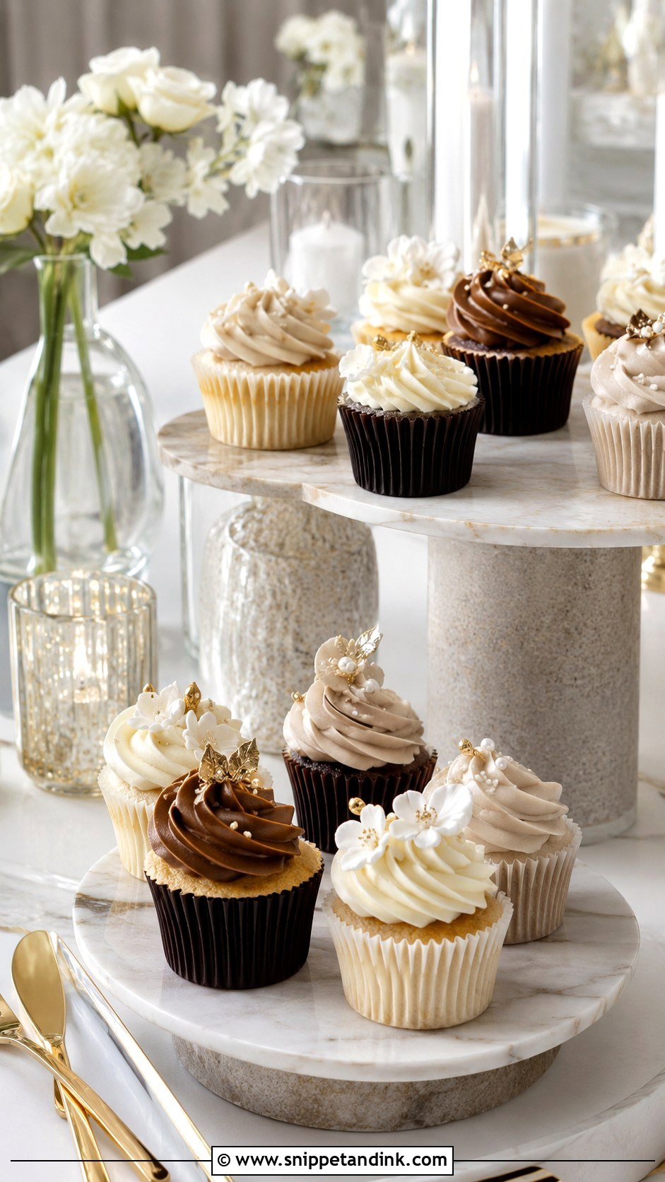 Marble Wedding Cupcake Display - Snippet and Ink - 20 Wedding Cake Cupcakes Display Ideas
