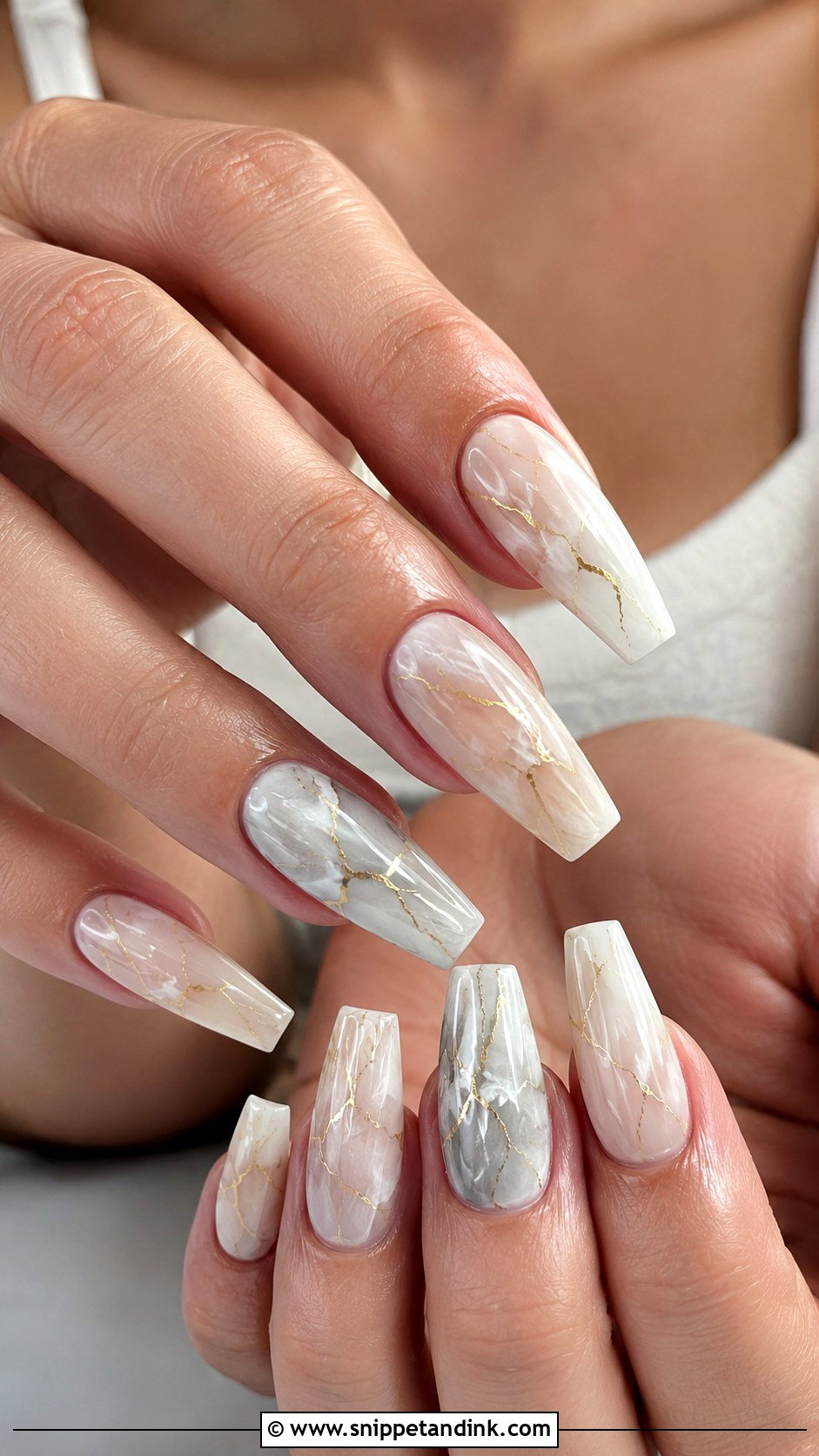 Marble Wedding Nail Extensions - Snippet and Ink - 20 Wedding Nail Extensions Ideas