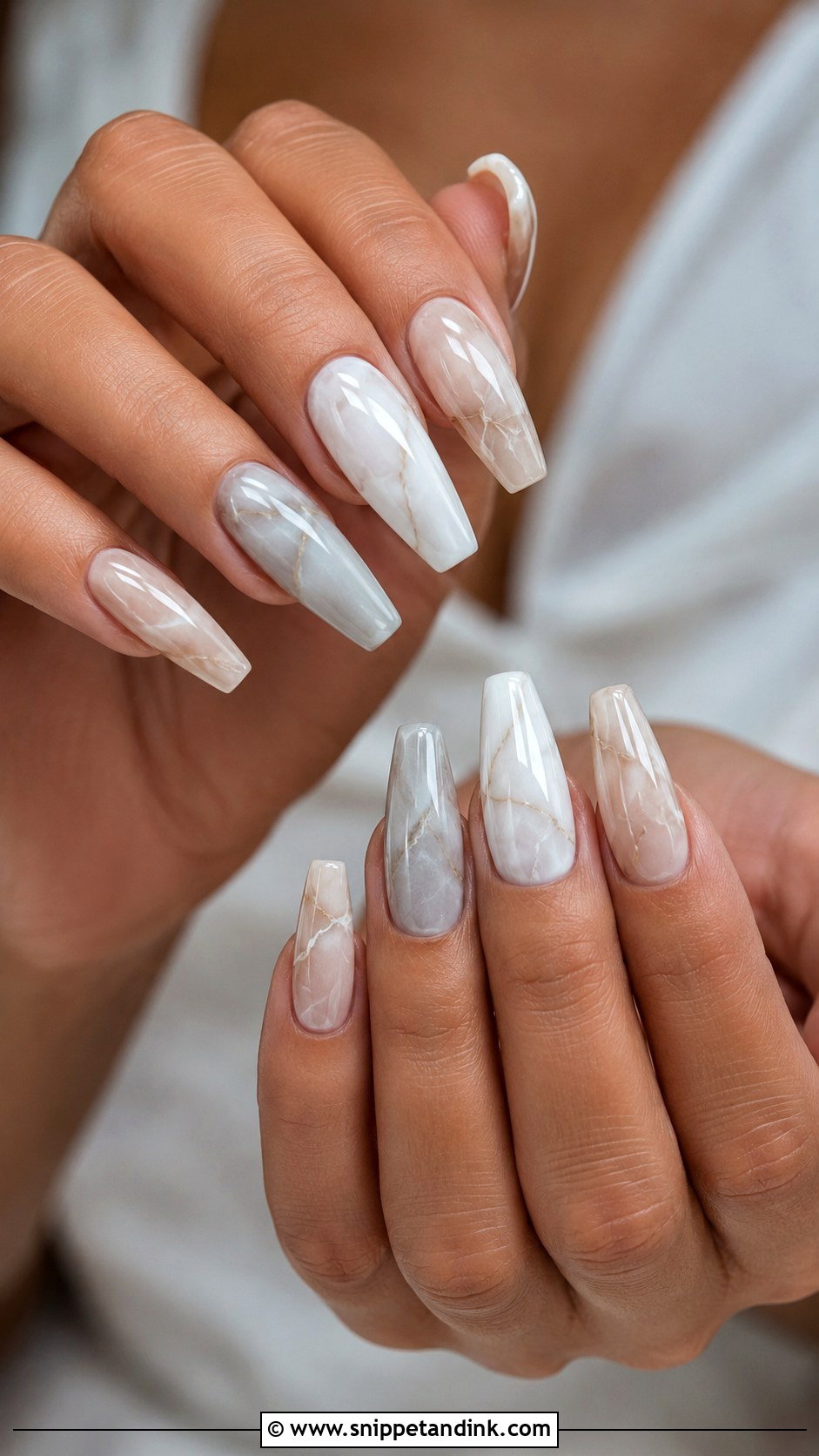 Marble Wedding Nails - Snippet and Ink - 20 Dream Wedding Nails