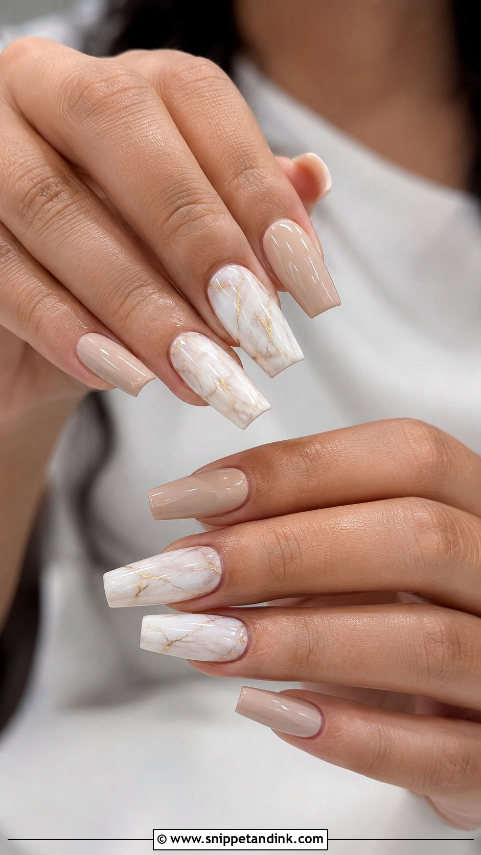 Marble Wedding Nails - Snippet and Ink - 35 Wedding Nail Ideas
