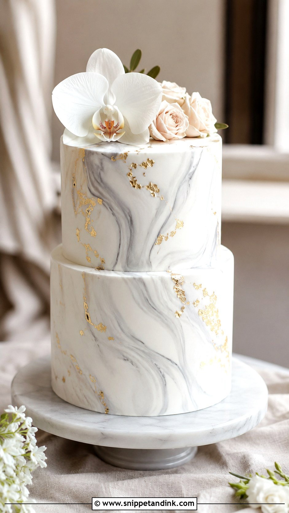 Marbled 2 Layer Wedding Cake - Snippet and Ink - 20 2 Layer Wedding Cake Ideas