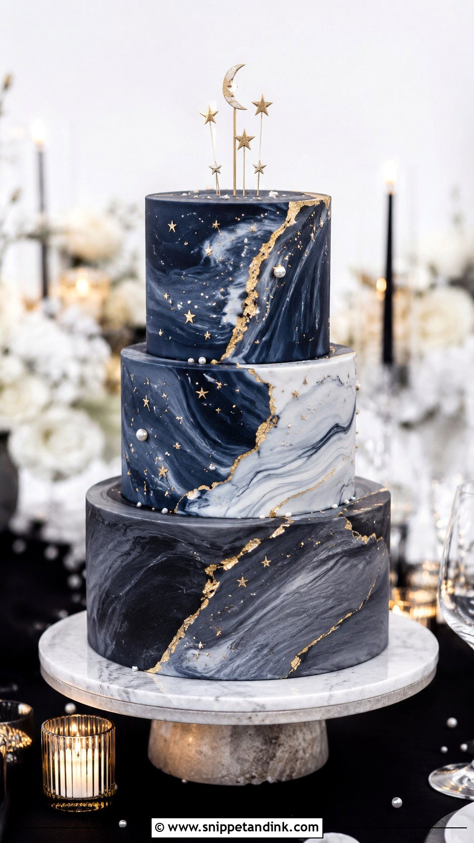 Marbled Cosmos Wedding Cake - Snippet and Ink - 20 Cosmos Cake Ideas for Wedding