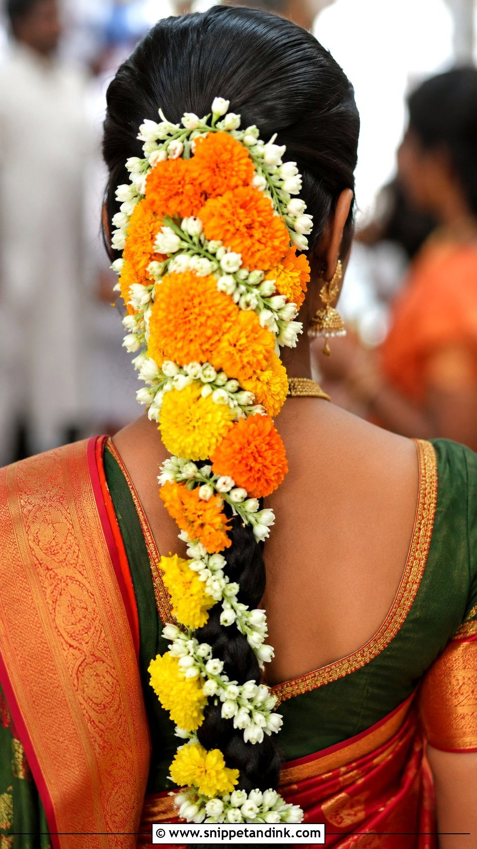 Marigold Braid - Snippet and Ink - 35 South Indian Wedding Hairstyles