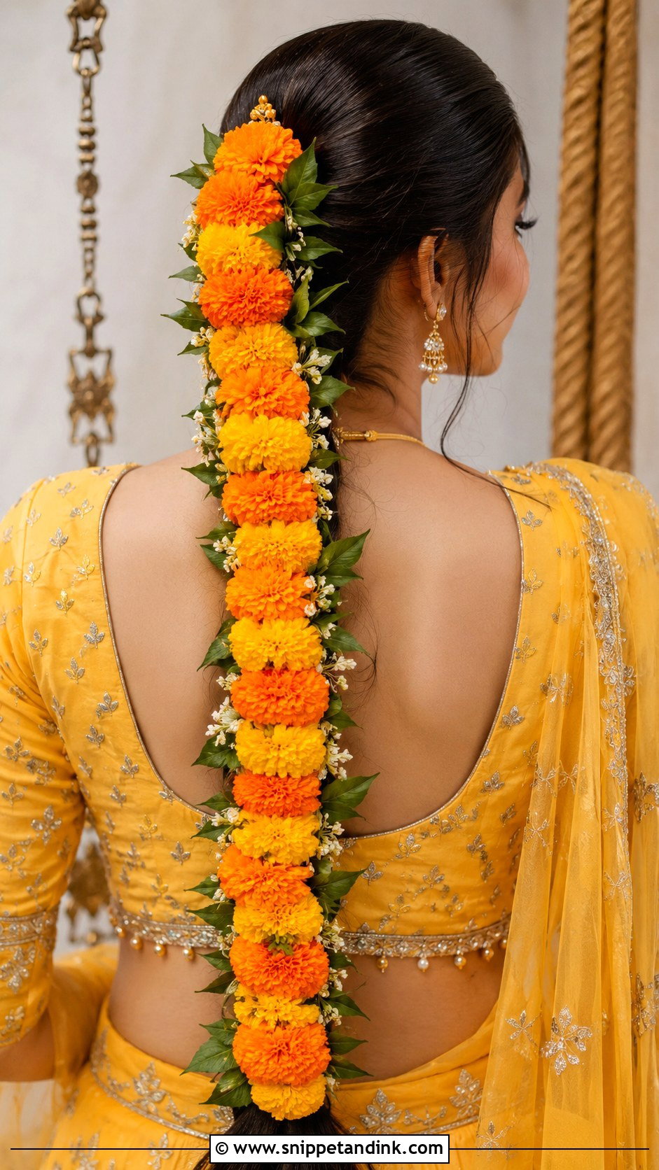 Marigold Bridal Choti Braid - Snippet and Ink - 25 Bridal Choti Hairstyle Ideas