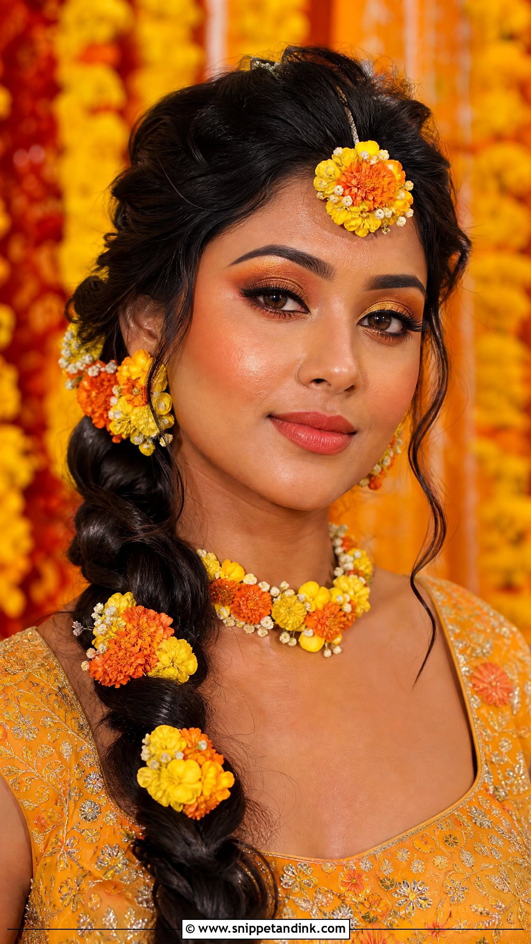 Marigold Haldi Bridal Makeup - Snippet and Ink - 25 Haldi Bridal Look Ideas