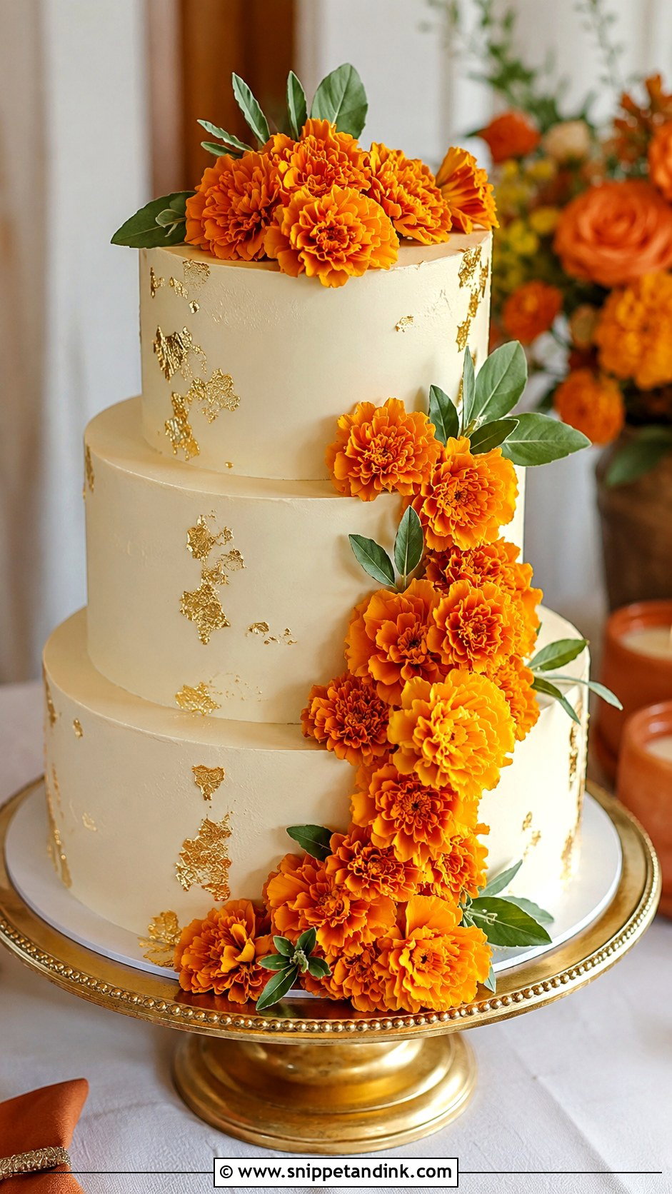 Marigold Wedding Cake - Snippet and Ink - 20 Mexican Inspired Wedding Cake Ideas