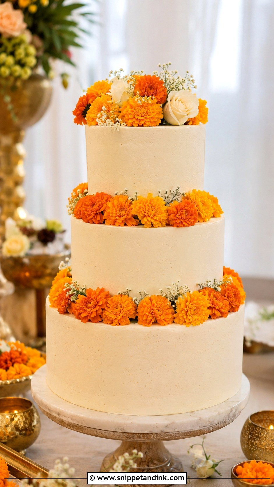 Marigold Wedding Cake - Snippet and Ink - 25 Flowers for Wedding Cake Ideas