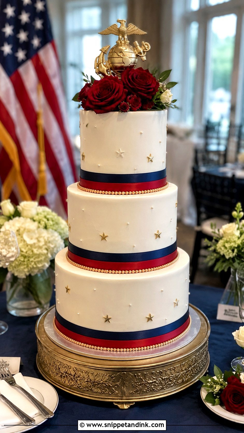 Marine Corps Wedding Cake With American Flag - Snippet and Ink - 25 Marine Corps Wedding Cake Ideas